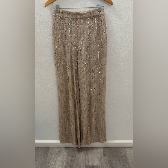 Aknvas Sequin Wide-Leg Pants in Silver - Picture 2 of 4